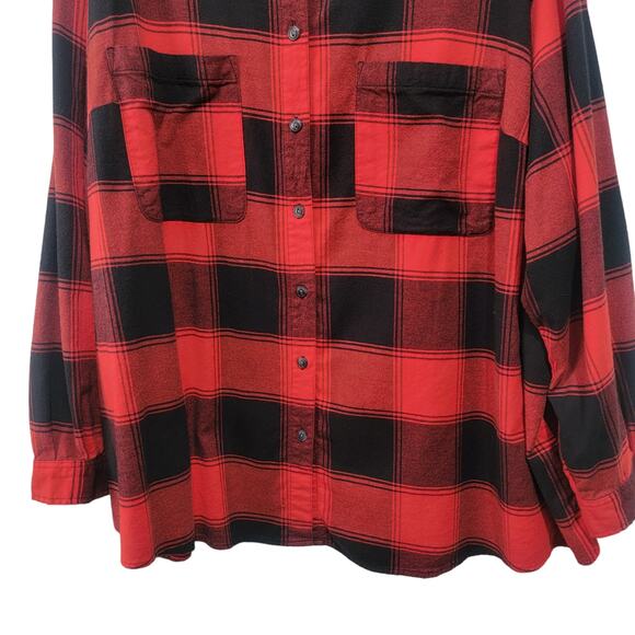 Ava & Viv Womens Black Red Buffalo Check Flannel Long Sleeve Top 3X - Picture 5 of 7